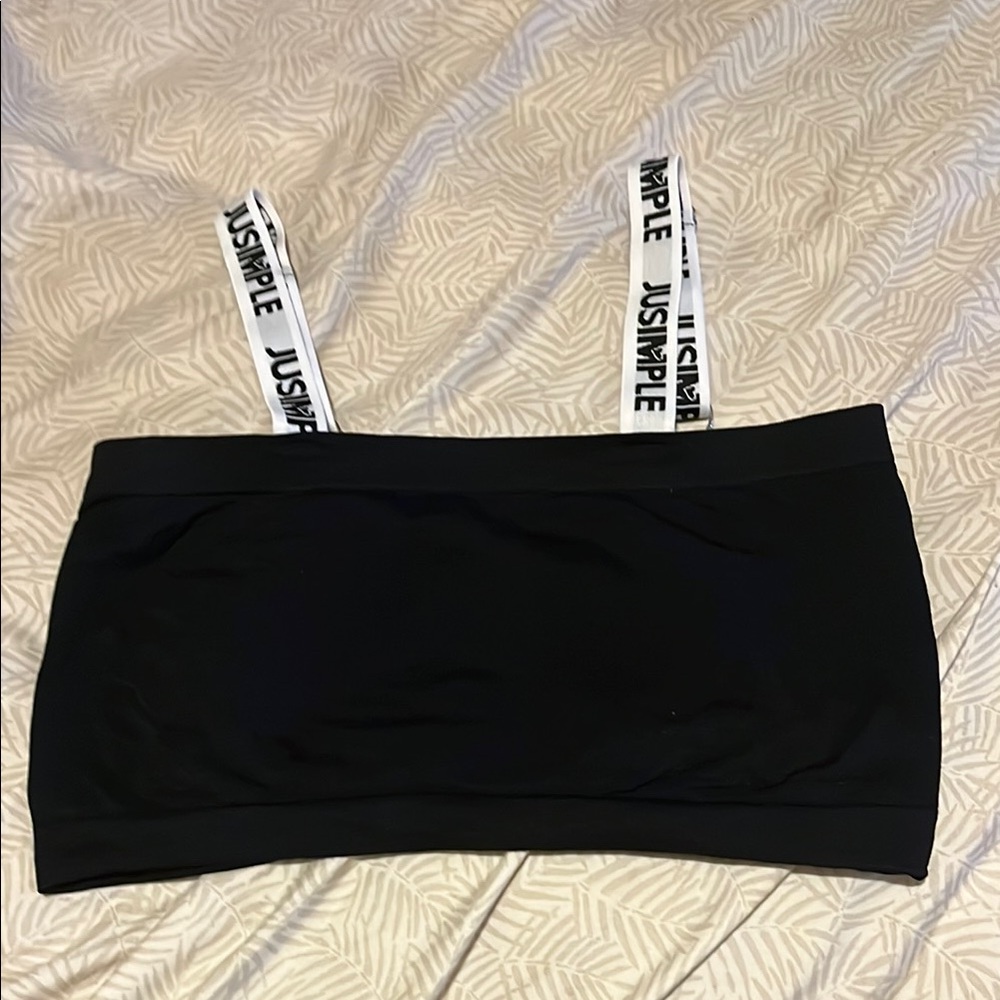 PINK Victoria's Secret Black Tube Top with Logo Straps